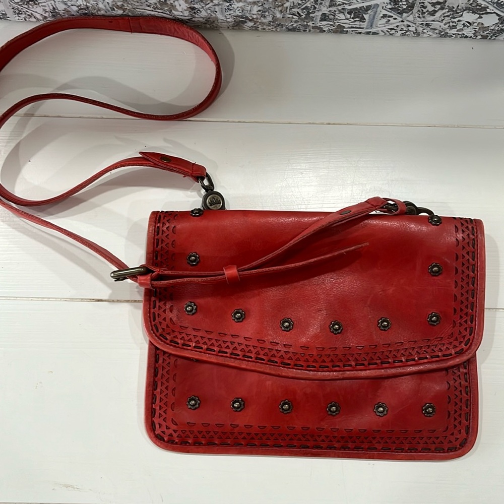 Giorgio Del Re Cognac Italian Leather Foldover Flap Crossbody Shoulder Bag Purse